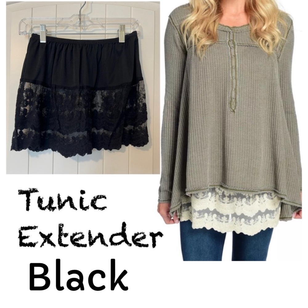 Black Lace Tunic Extender Stretchy XS